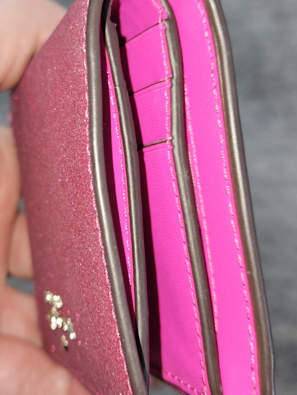 Kate Spade Lola Glitter L Zip Bifold Wallet - Fuchsia Sparkle - Picture 7 of 7